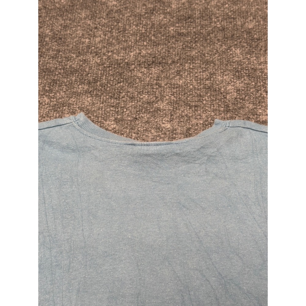 Vintage Nike Baby Tee Light Blue Ribbed Embroidered Script Logo Shirt Womens M - Picture 9 of 11